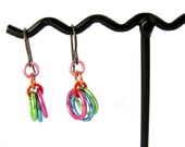 Colorful Dangle Metal Ring Hoop Earrings Green, Blue, Magenta Jewelry at Hendywood