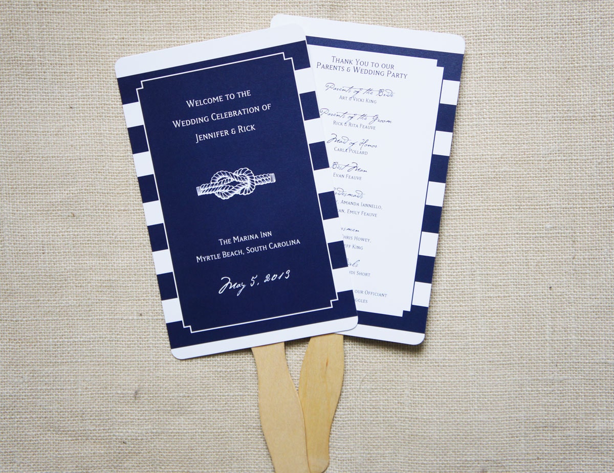 Nautical Wedding Fan Programs