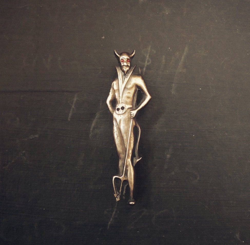 Bronze Devil on my Shoulder Double Tack Pin