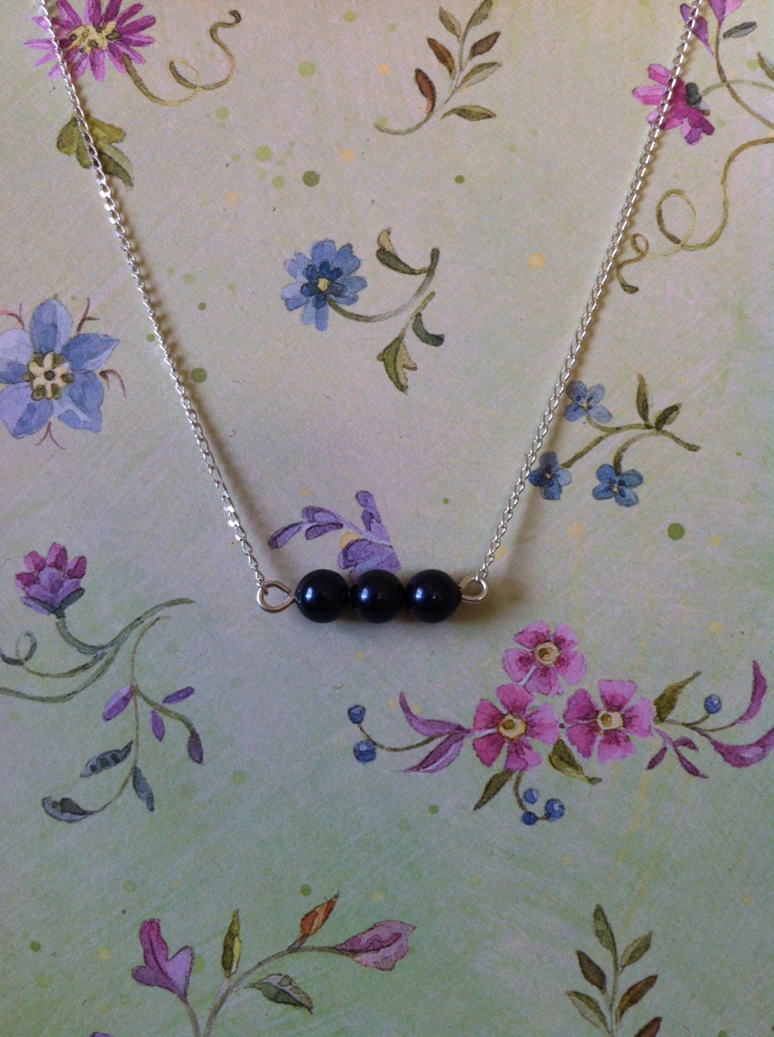 Sterling Silver Midnight Blue Swarowvski Pearl Necklace
