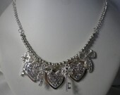 Sparkling Silver and Rhinestone Cluster Charms Necklace and Earrings