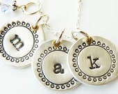 Sweet Circle Initial Charms Personalized with Birthstone with Chain