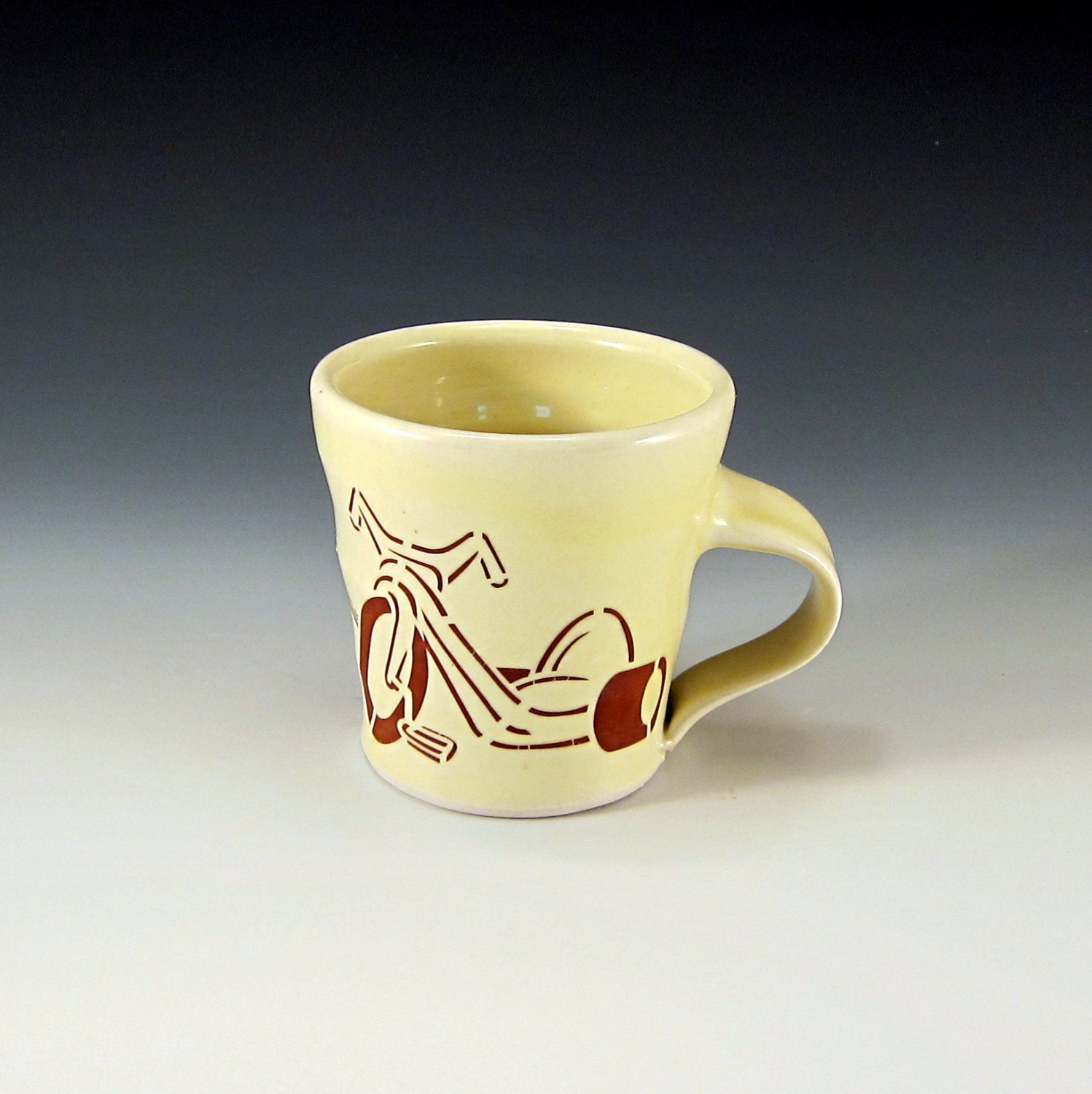 Big wheel mug - yellow glaze - "things that go" series