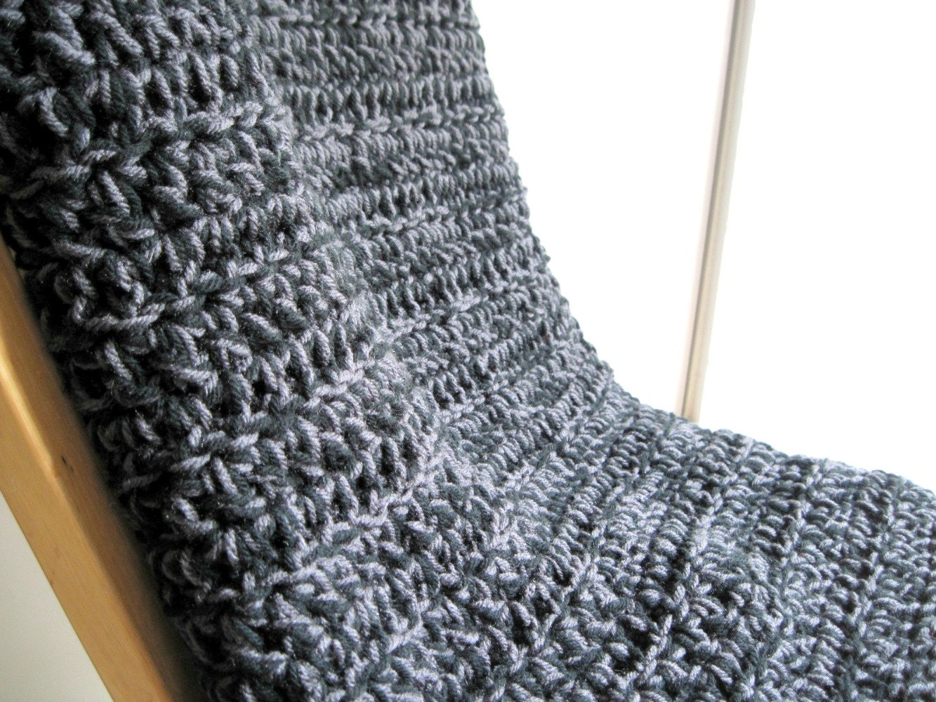 Throw Blanket Grey and Black Afghan Crocheted, Or YOU Choose Color, Warm Blanket, Home Decor, Interior Design, Neutral Pallate, Accent,