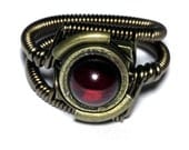 Steampunk Jewelry - Ring - Red Cherry Amber