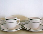 Vintage Buffalo Forest Green Demitasse Cup and Saucer Set of 2