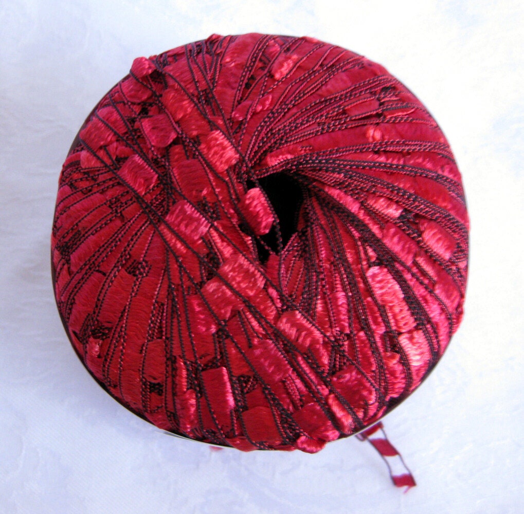 Bright Rose Red Wide Ladder Ribbon Yarn,  Maxi 42