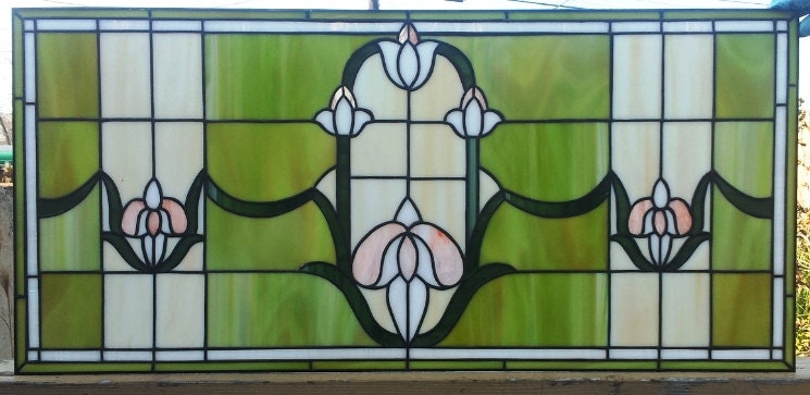 Stained glass Transom - "Tulips chain" (TW-33)