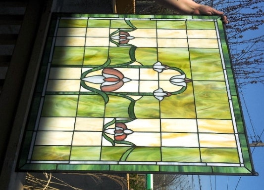 Stained glass Transom - "Tulips chain II" (TW-45)