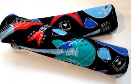 Burp Cloth Single - Cotton Flannel & Minky - Guitar Print
