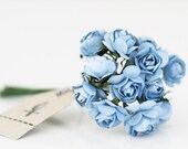36 Mini Powder Blue Paper Roses