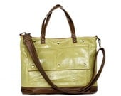 Archive Bag in Kiwi Green and Brown Leather - Spring Pop Collection - Ready to Ship