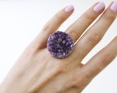 Large Crown Amethyst Ring - Gold