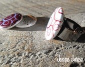 Magnetic Ring and Toppers - MAROON Swirls -  Adjustable ring base with 3 Interchangeable 'toppers'