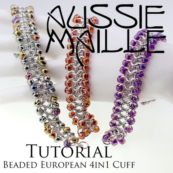 Buy tutorials & combs - Chainmaille Tutorial - Beaded European 4in1 Cuff