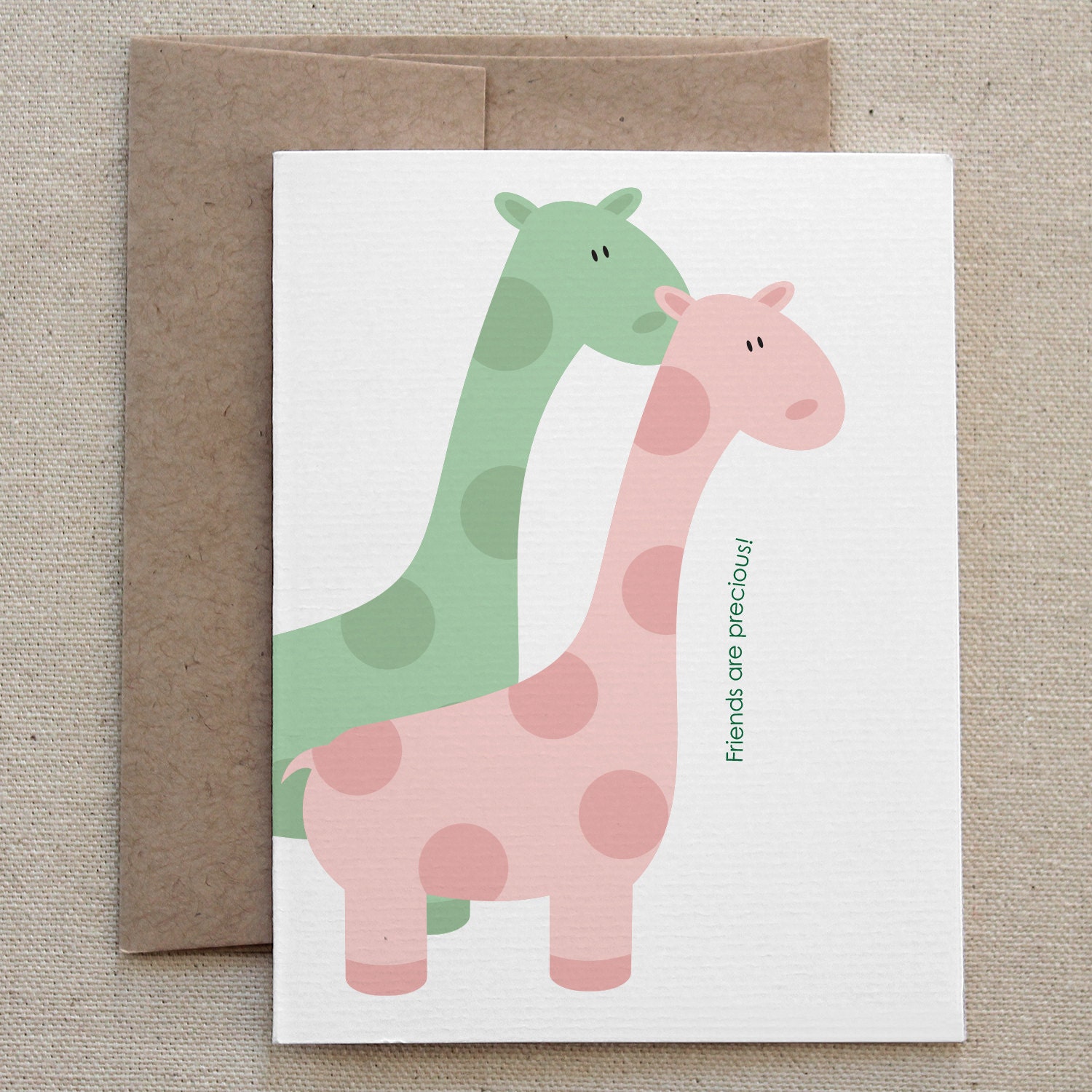 Funny, Modern Thinking of You Card for Friend, Quirky, Unusual, "Friends Are Precious" (CAT-H024)