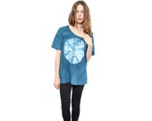 Tie Dye tshirt blue concentric circles Free Size