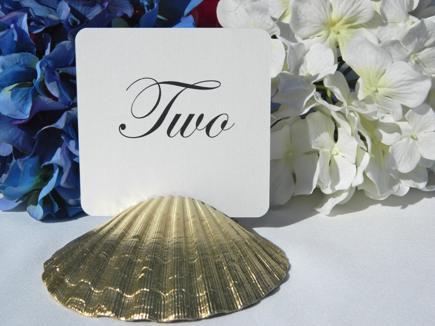 Gold Scallop Shell Table Number/Card Holder-Set of 10