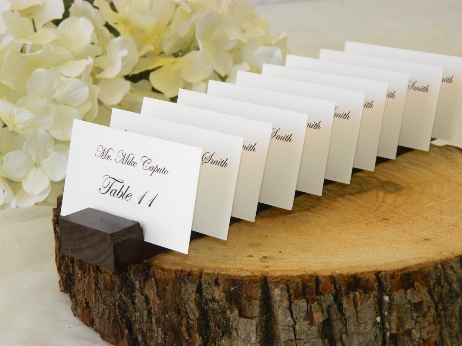 Chocolate Brown  Wood Plank Place Card Holder- Set of  15