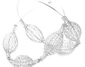 Large Silver earrings GIANT hoop earrings Unique jewelry FASHION forward wire crochet hoops