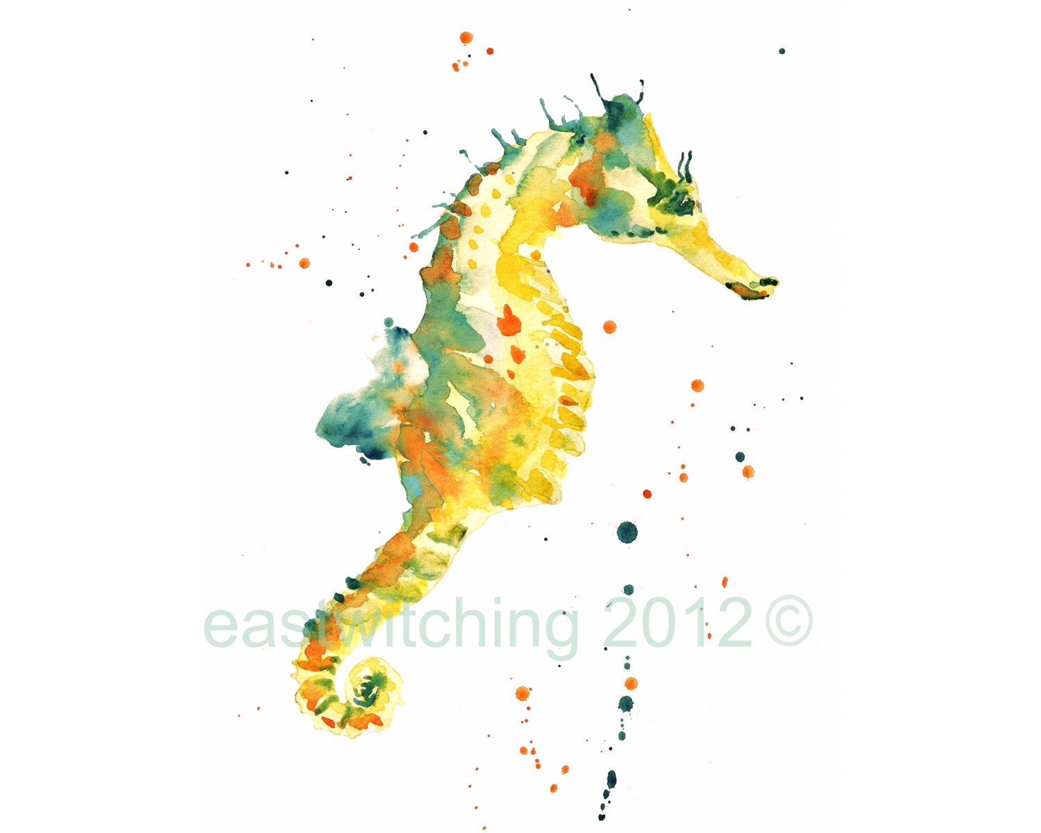 SEAHORSE 5x7 inch print, nautical print, kids wall art, animal prints, seahorse art, art prints