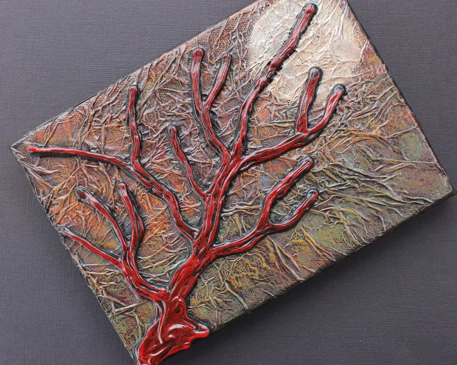 Burning Tree Mixed Media Textured Art Canvas Painting