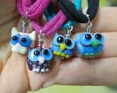 Girls Stretchy Necklace Choker Owl Cat Lampwork Beads