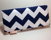 Navy blue and white chevron wallet. "World's Greatest Wallet."  Card wallets for women.