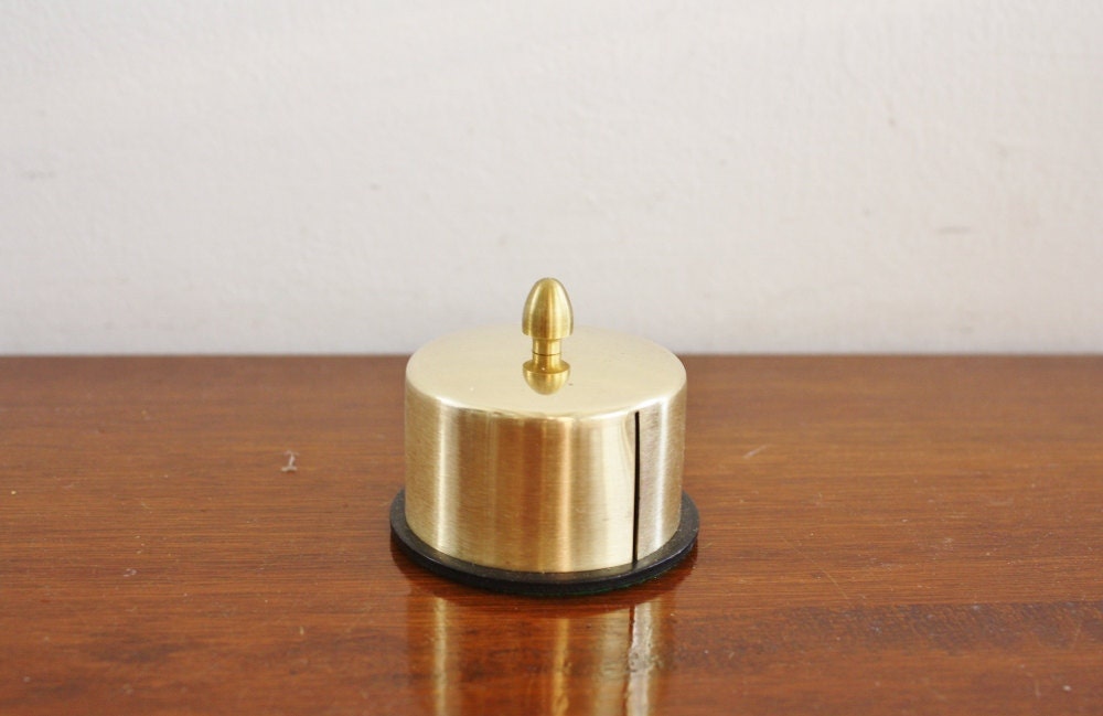 Vintage brass stamp dispenser, desktop stamp holder