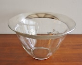 Large mid-century Georges Briard glass serving bowl with silver trim