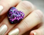 Jewelry Heart Shaped Glitter Ring Deep Purple Resin Jewellrry Heart - Glitter Bijoux - Uniquely Handmade by isewcute