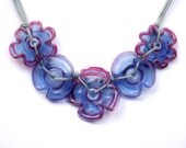 ruby purple five flowers necklace  lampwork glass beads handmade by YasminSivan