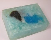 ON SALE Tibetan Ginger and Orange Soap, Vegan Soap, Abstract, Blue