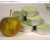 ON SALE Apple - Scented Soy Wax Tea lights, 9 pack, apple candle, green,