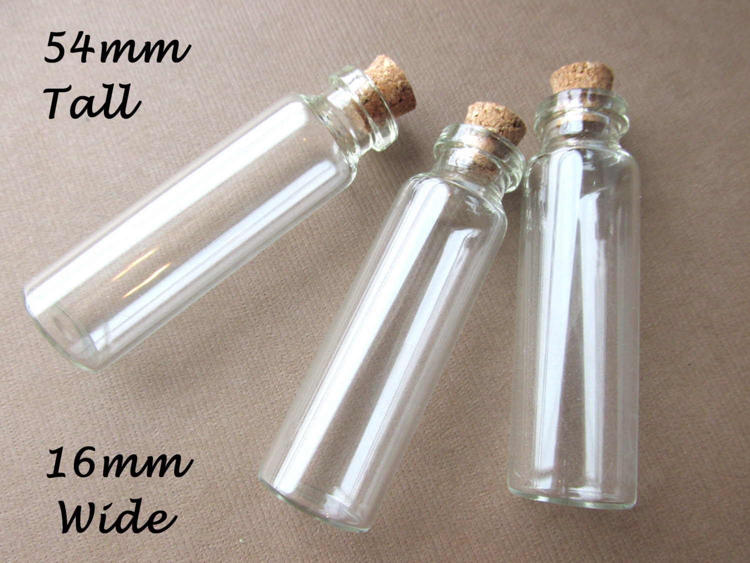 10 Glass Vials Bottles 54mm x 16mm Party Favors with Corks