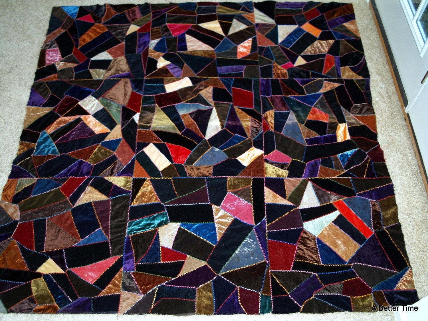 Vintage 1920s velvet crazy quilt