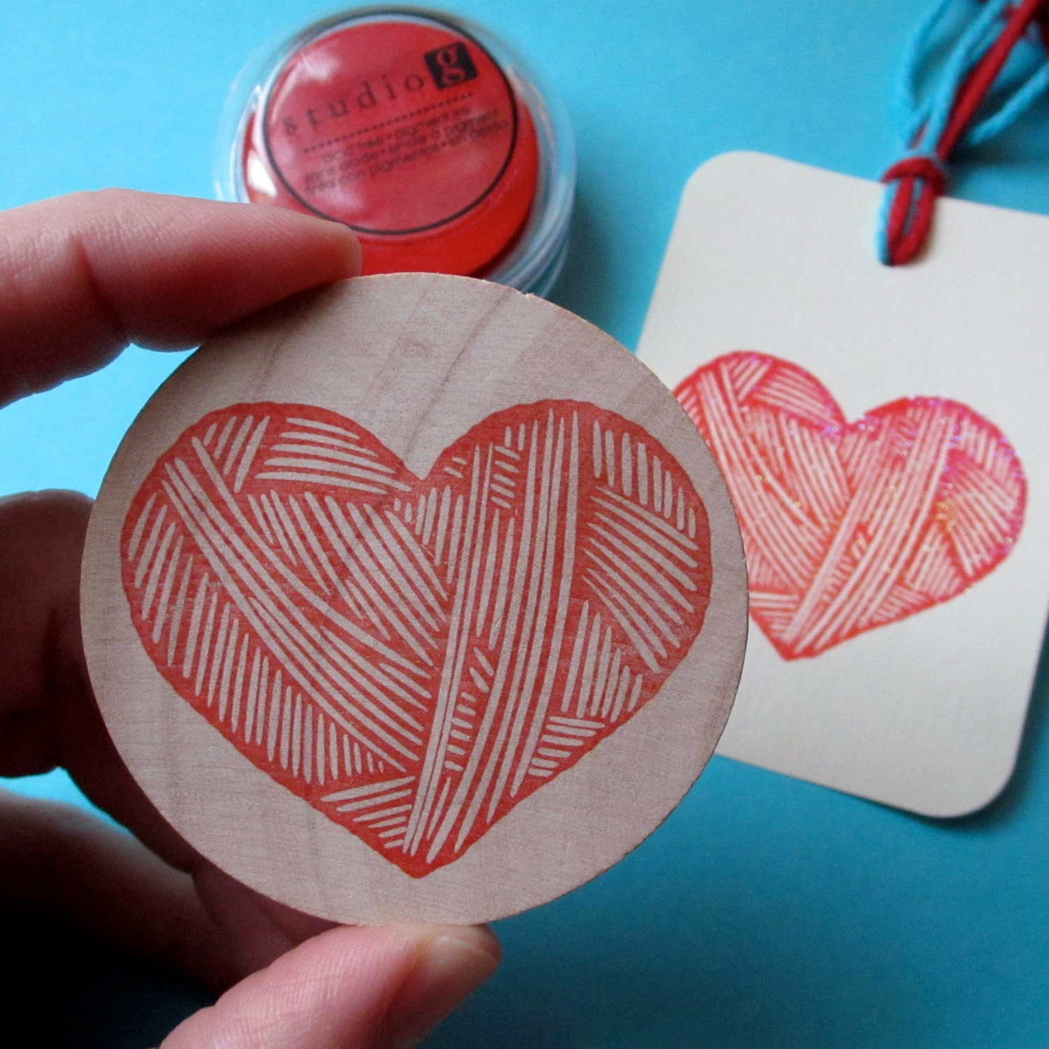 I Love Yarn - Hand Carved Rubber Stamp