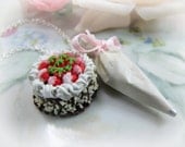 Frosting the Cake Necklace Black Forest Cake Baker Pastry Chef Cake Decorator Miniature Food Jewelry Chocolate Cake Pastry Bag