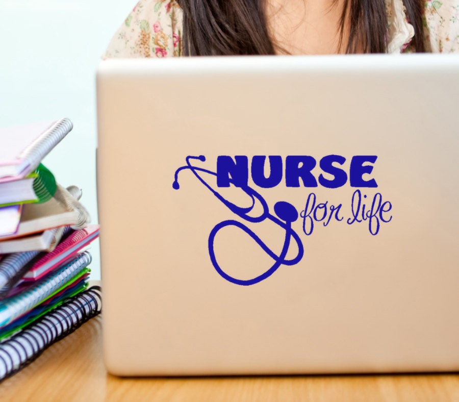 Nurse Decal vinyl sticker with stethoscope Nurse For Life quote