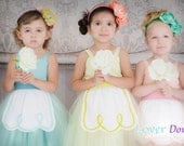 FLOWER GIRL tutu dress retro Apron dress for girls for tea party handmade wedding in mint green yellow and peach