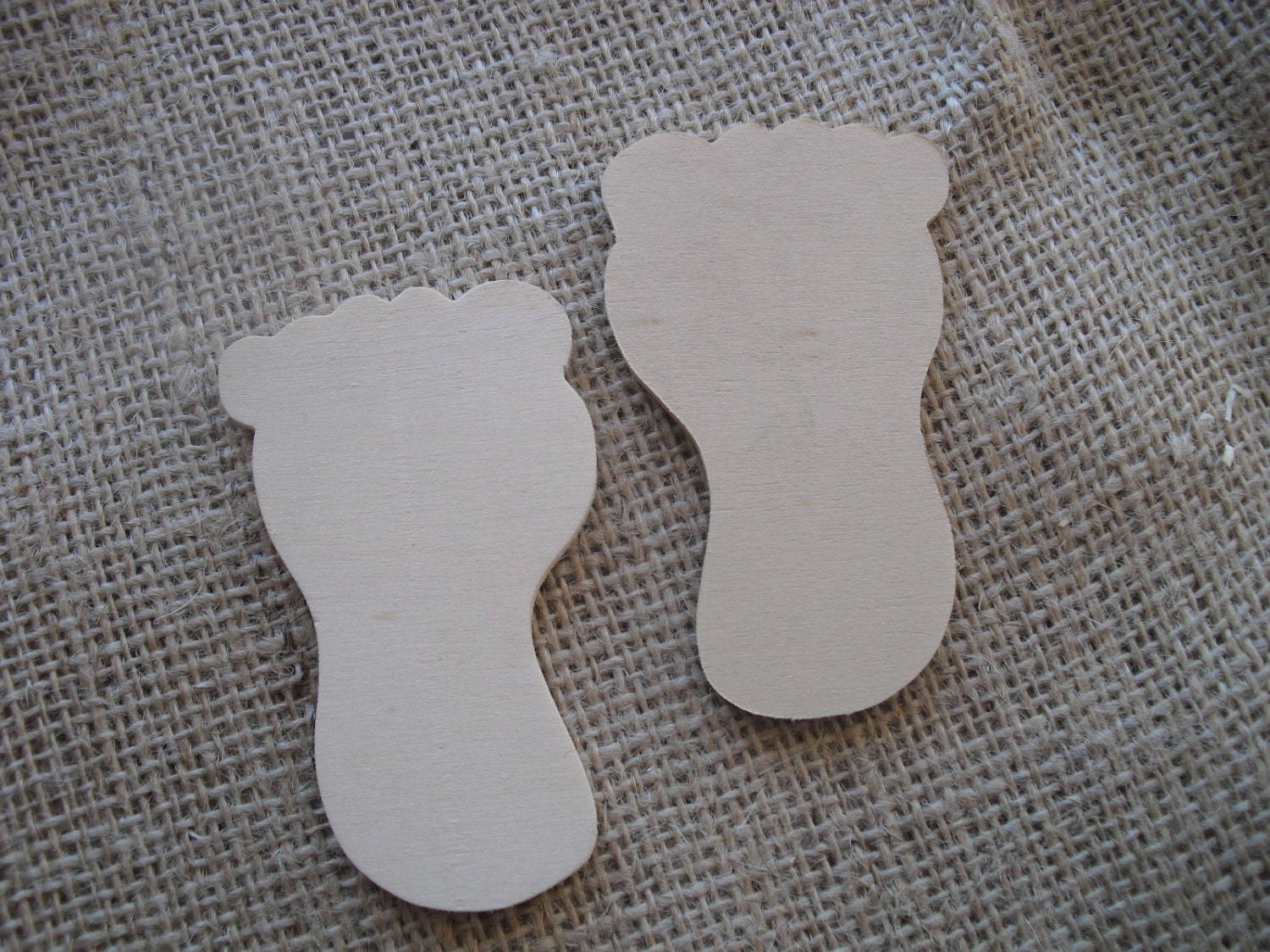 Baby Foot Shape Wood Cutout -  4 inch - 2 count - Item CP1021