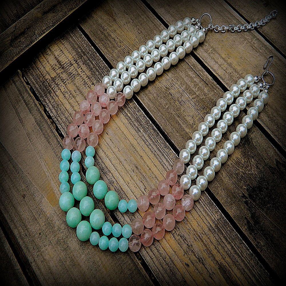 Easter Lilly, Western Cowgirl Southwestern Boho Jade & Quartz Stone Necklace
