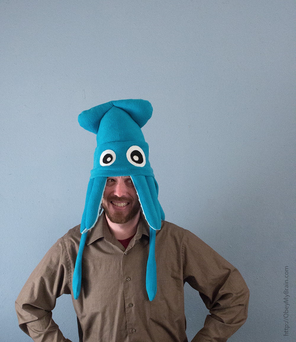 Squid Hat Plush - Medium Turquoise Fleece