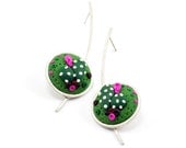 Polymer Clay and Silver Post Earrings. Handmade. Silver. Collection CACTUS. Handmade by Maria Goti Joyas.