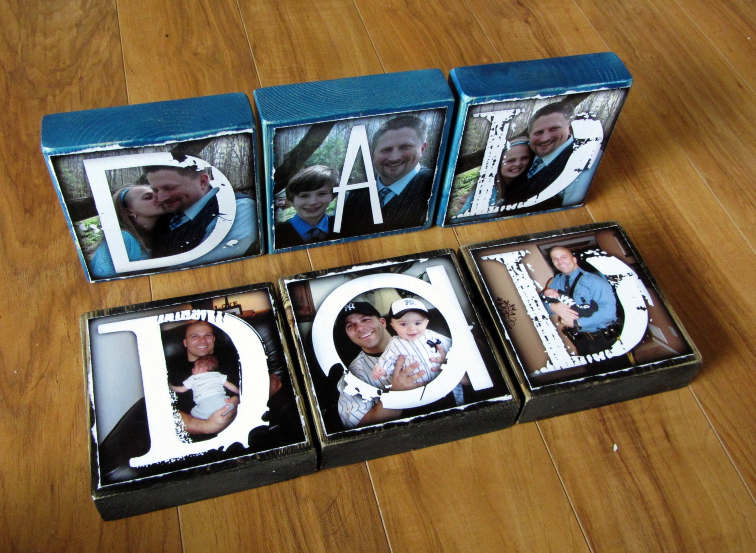 FATHER'S DAY Personalized Larger Photo Blocks- set of 3- DAD
