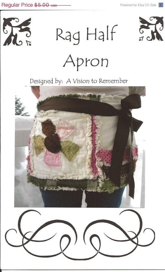 Clearance Sale 50% Off PATTERN, Half Apron, Garden, Cooking, vendor, MAILED Version