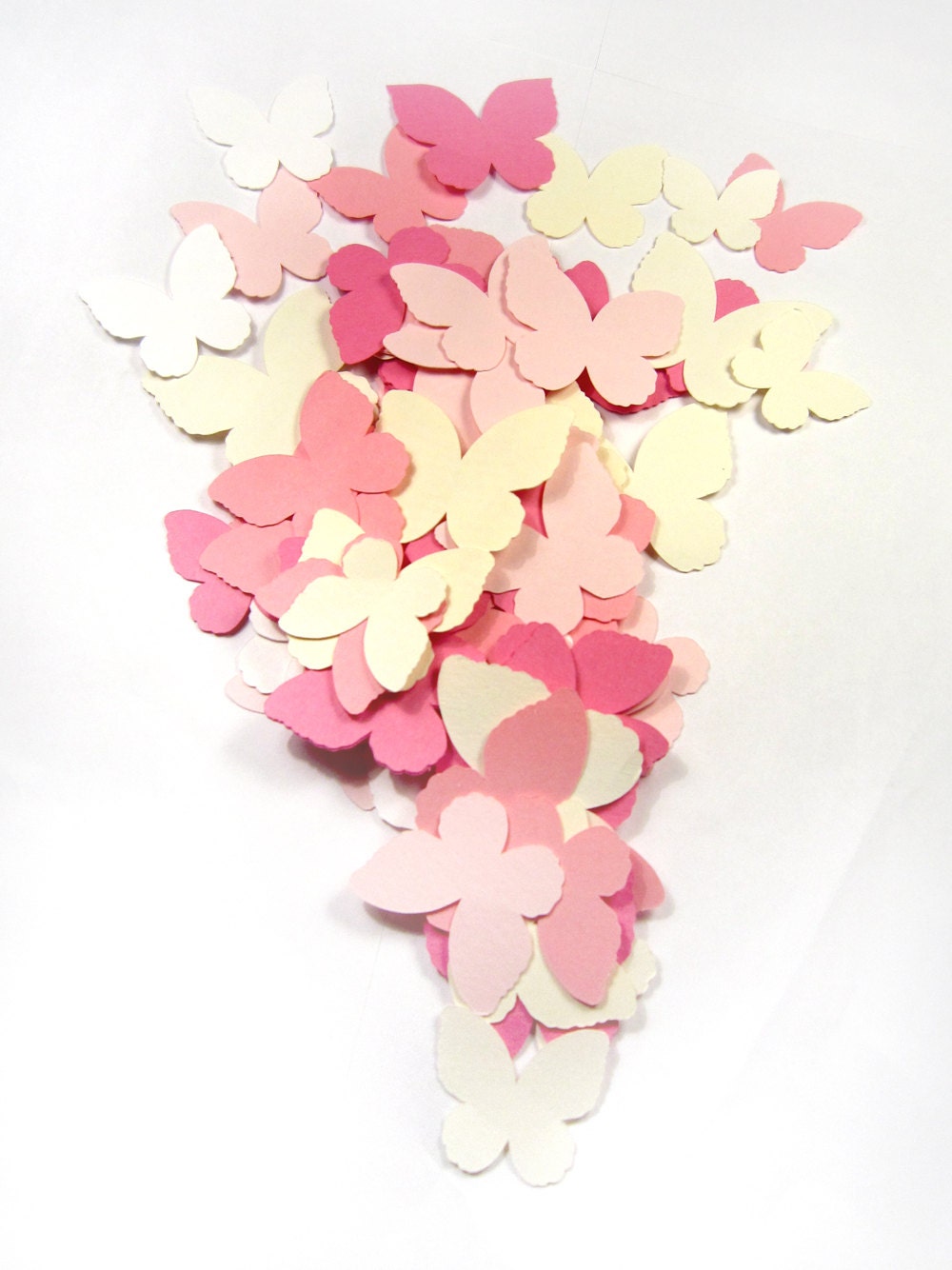 140 Classic Paper Butterflies - Pink, Cream, White