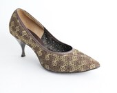 sz 6 vintage Socialites Floral Embroidery Pointed Toe Pumps / 36