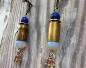 Tribal Recycled Bullet & Resistor Beaded Dangle Earrings