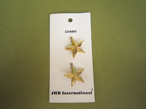 Star Charms - Goldtone Metal - JHB Brand - Patriotic July 4 Jewelry Adornment - Price per Card